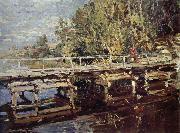 Bridge in the autumn scenery Konstantin Korovin